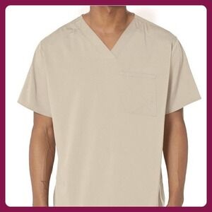 New W/Tags Wonderwink Pro Mens Tan/Beige Scrub‎ Top Size 5XL Soft Modern Fit